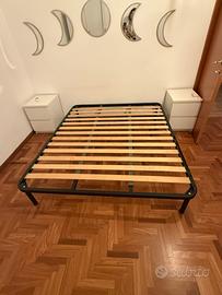 Rete matrimoniale+ 2 comodini IKEA MALM bianchi