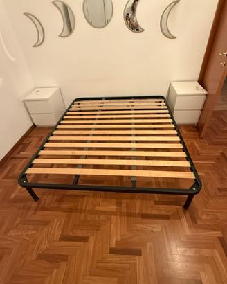 Rete matrimoniale+ 2 comodini IKEA MALM bianchi