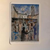 Acquaforte Acquarellata Trento Longaretti