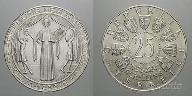 AUSTRIA 25 SCELLINI 1955 IN ARGENTO 800