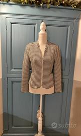 Giacchino a righe bianco,  nero e filo oro