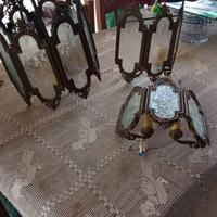 Lampadario in bronzo per ingresso con cristallo