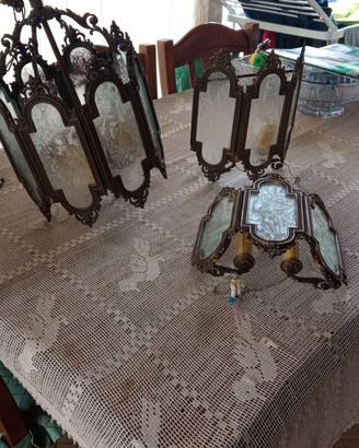 Lampadario in bronzo per ingresso con cristallo
