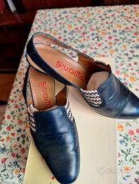 Scarpe donna vintage vitello n.37 blu Siuditta