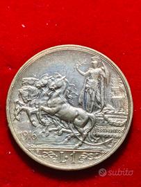 1 lira argento quadriga 1916 raro 