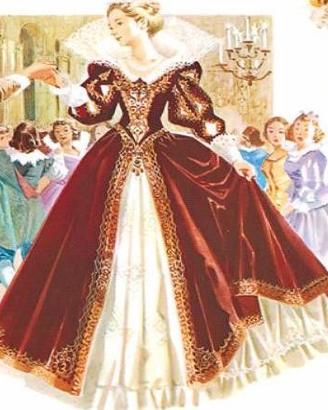 Vestito rosso velluto Cenerentola Carnevale