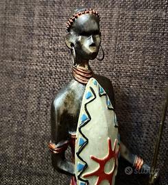 Statua Guerriero Masai Arte Etnica Tribale