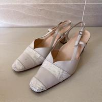 Scarpe tacco beige/argento