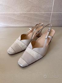 Scarpe tacco beige/argento