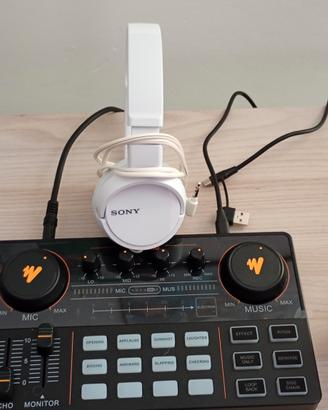 kit podcast  Maono am200+ cuffie Sony md-rzx 110