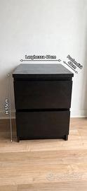 Comodino nero IKEA MALM