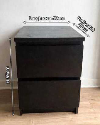 Comodino nero IKEA MALM