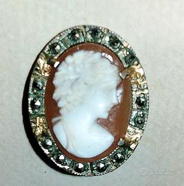 Orecchino Cameo unico vintage, argento placato oro