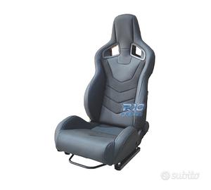 SEDILE BAQUET UNIVERSALE IN PELLE NERA LOOK SPORTS