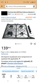 Piano cottura gas 4 fuochi.