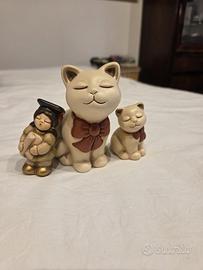 Thun - Set di 3 figurinw Gatti con bambina