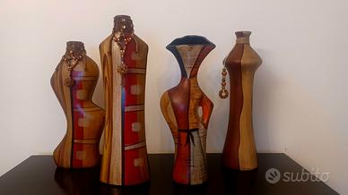 Set vasi in terracotta decorata vintage 