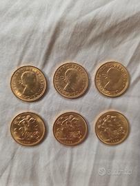 6 Monete sterline d'oro 