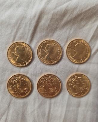 6 Monete sterline d'oro 