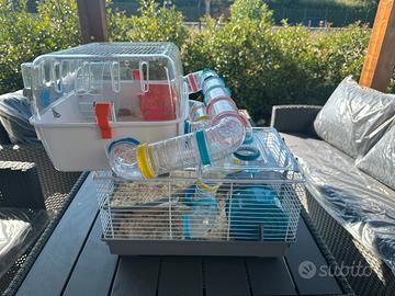 2 Gabbiette criceto unite con tubi