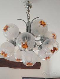 Lampadario Mezzaga anni 70 vetro murano 11 sfere