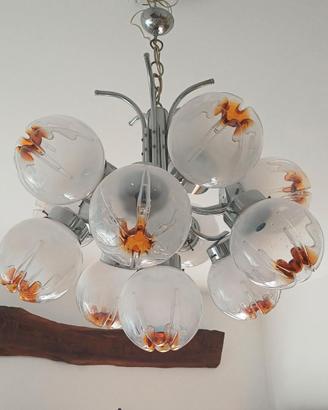 Lampadario Mezzaga anni 70 vetro murano 11 sfere