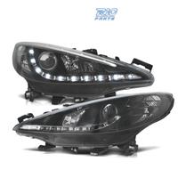 FARI PEUGEOT 207 06-12 LUCE DIURNA A LED FONDO NER