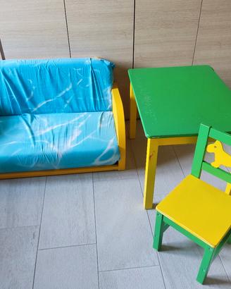 set tavolino sedia divanetto (letto)