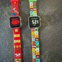 COPPIA OROLOGI BAMBINI -MINECRAFT E SUPERMARIO