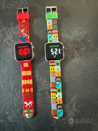 COPPIA OROLOGI BAMBINI -MINECRAFT E SUPERMARIO
