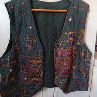 Gilet uomo vintage hippy. Con specchietti e ricamo