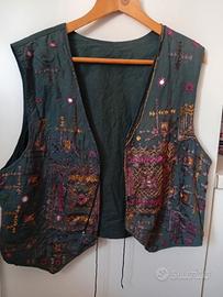 Gilet uomo vintage hippy. Con specchietti e ricamo