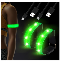 2 braccialetti riflettenti, ricaricabili, a LED, c