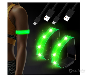 2 braccialetti riflettenti, ricaricabili, a LED, c