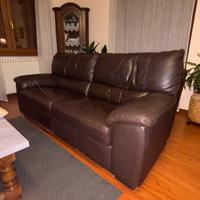 Divano Poltrone e sofà  in pelle marrone 3 posti