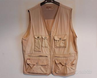 Gilet cargo multitasche beige per pesca o caccia