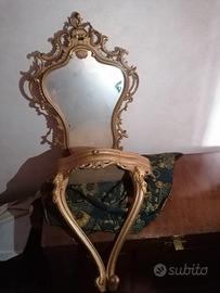 Specchiera e mobiletto con marmo rosa