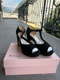 Scarpe con tacco in camoscio nero taglia 38