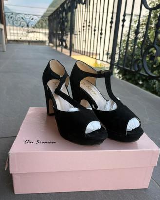 Scarpe con tacco in camoscio nero taglia 38