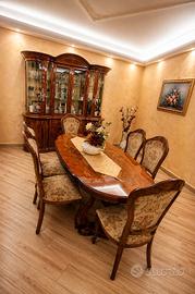 Sala da pranzo in piuma di noce – Tavolo + 6 sedie