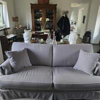 Divani 3+2 posti grigi in tessuto