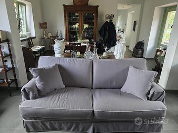 Divani 3+2 posti grigi in tessuto