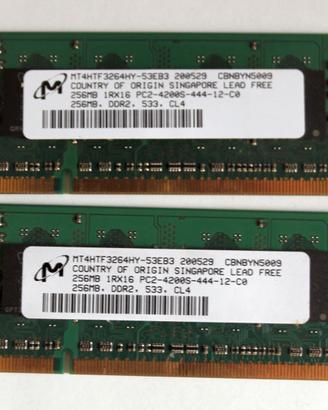 2x Micron MT4HTF3264HY-53EB3 SO-DIMM Memory RAM PC