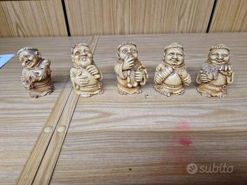 Netsuke giapponesi, 5 piccole sculture antiche