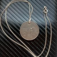 Argento Collana Con Ciondolo Moneta Anni 20