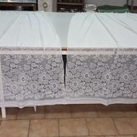 coppia tende in pizzo sintetico bianco disegnato 