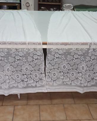 coppia tende in pizzo sintetico bianco disegnato 