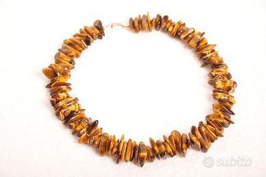 Collana girocollo con pietre occhio di tigre
