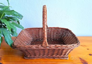 🌿 Cesto rettangolare in vimini con ampio manico