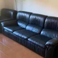 DIVANO IN PELLE NERA ANNI 80 